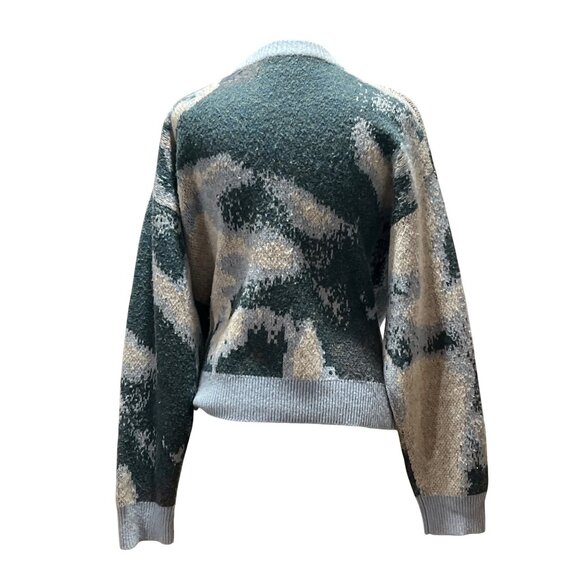 The Kooples Paris Womens Size 2 Intarsia Knit Crewneck Sweater Blue & Grey - Picture 5 of 6